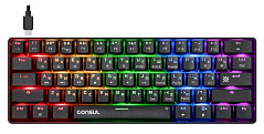 Клавиатура игровая механическая Defender Consul GK-220 RU,Rainbow,61кн,крас.свитчи черный