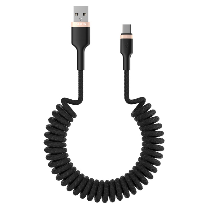 картинка Кабель Olmio SPRING, USB 2.0 - USB Type-C, 1.5м, 3A, черный от интернет-магазина itsklad.kz