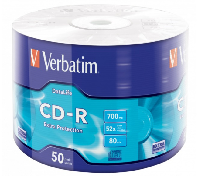 картинка Оптический носитель CD-R Verbatim 43787 50шт. 52X 700MB WRAP EXTRA PROTECTION от интернет-магазина itsklad.kz