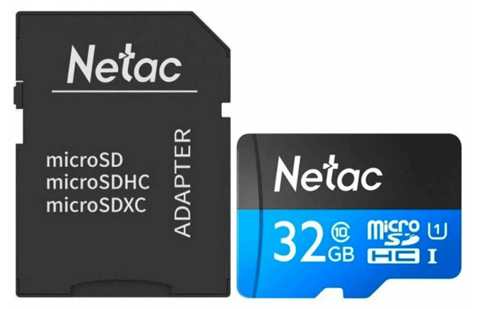 картинка Карта памяти MicroSD 32GB Class 10 U1 Netac P500 NT02P500STN-032G-R с адаптером SD от интернет-магазина itsklad.kz