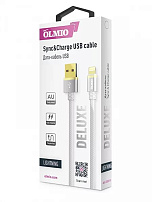 Кабель Olmio Deluxe, USB 2.0 - lightning, 1м, 2.1A, белый
