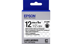 Лента Epson C53S654012 LC-4TBN9 Прозрачная лента 12мм, Прозр./Черн., 9м