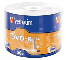Оптический носитель DVD-R Verbatim 43788 50шт. 16X WRAP 4.7GB MATT SILVER