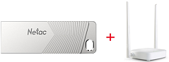 Wi-Fi Маршрутизатор Tenda N301 Wireless Easy Setup Wi-Fi 4 Белый + USB Флеш 128GB 3.2 Netac NT03UM1N